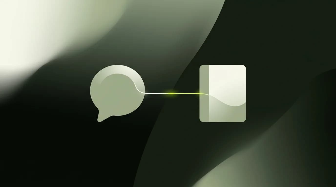 Abstract dark editorial cover representing a connected ledger and chat-based expense tracking